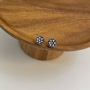 4/$15 Vintage Burnished Silver Pine Cone Inspired Design Crystals Earrings Studs